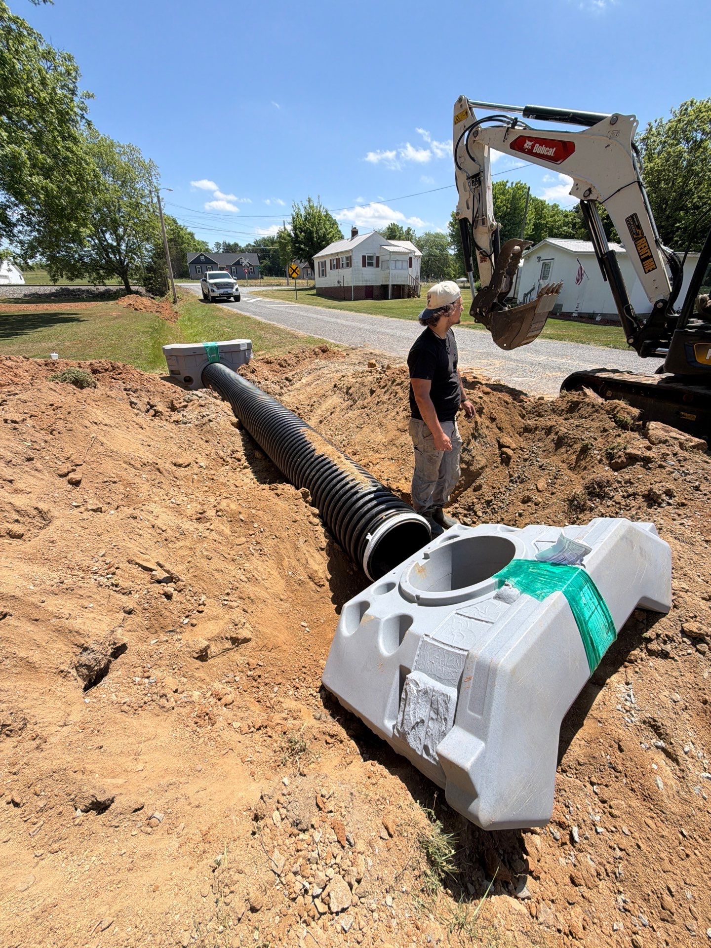 Drainage and Culvert Headwall Installation in Thomasville by Four Oaks Grading and Septic, LLC