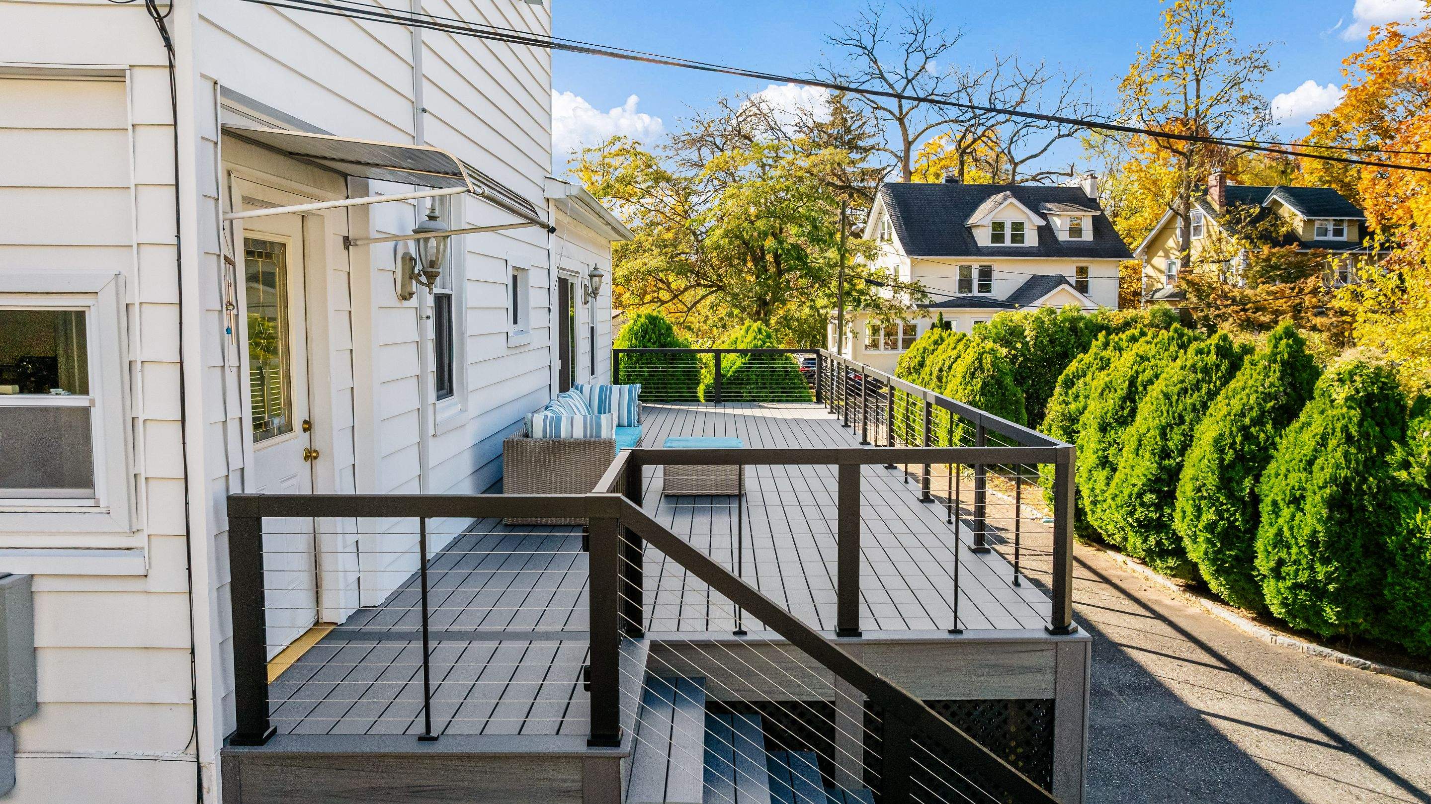 new deck with cable rails in Montclair NJ by deck guardian