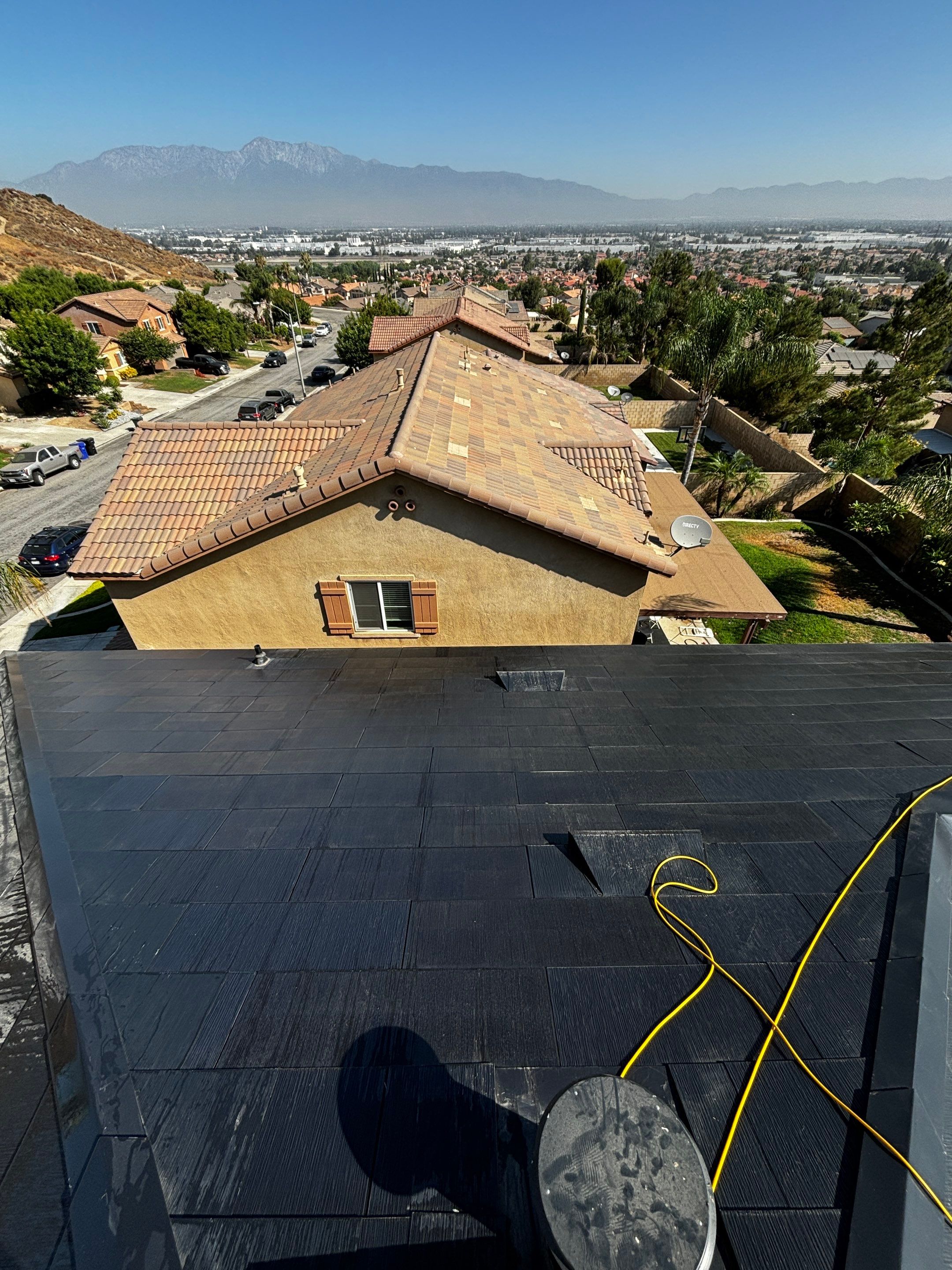 Tesla Roof Cleaning in Fontana California by Palm Coast Solar Cleaning