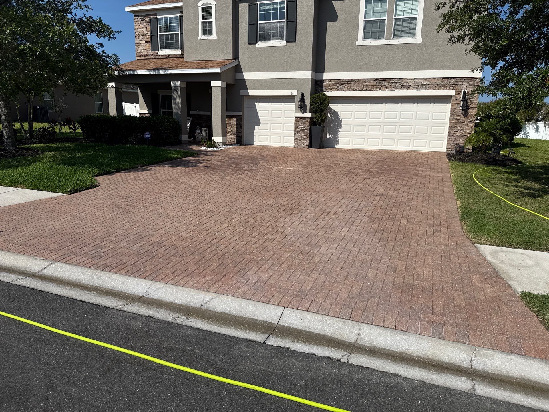 Paver Driveway & Rust Stain Removal – Oakleaf Hammock Community, Ellenton, FL by Sunshine AquaWash