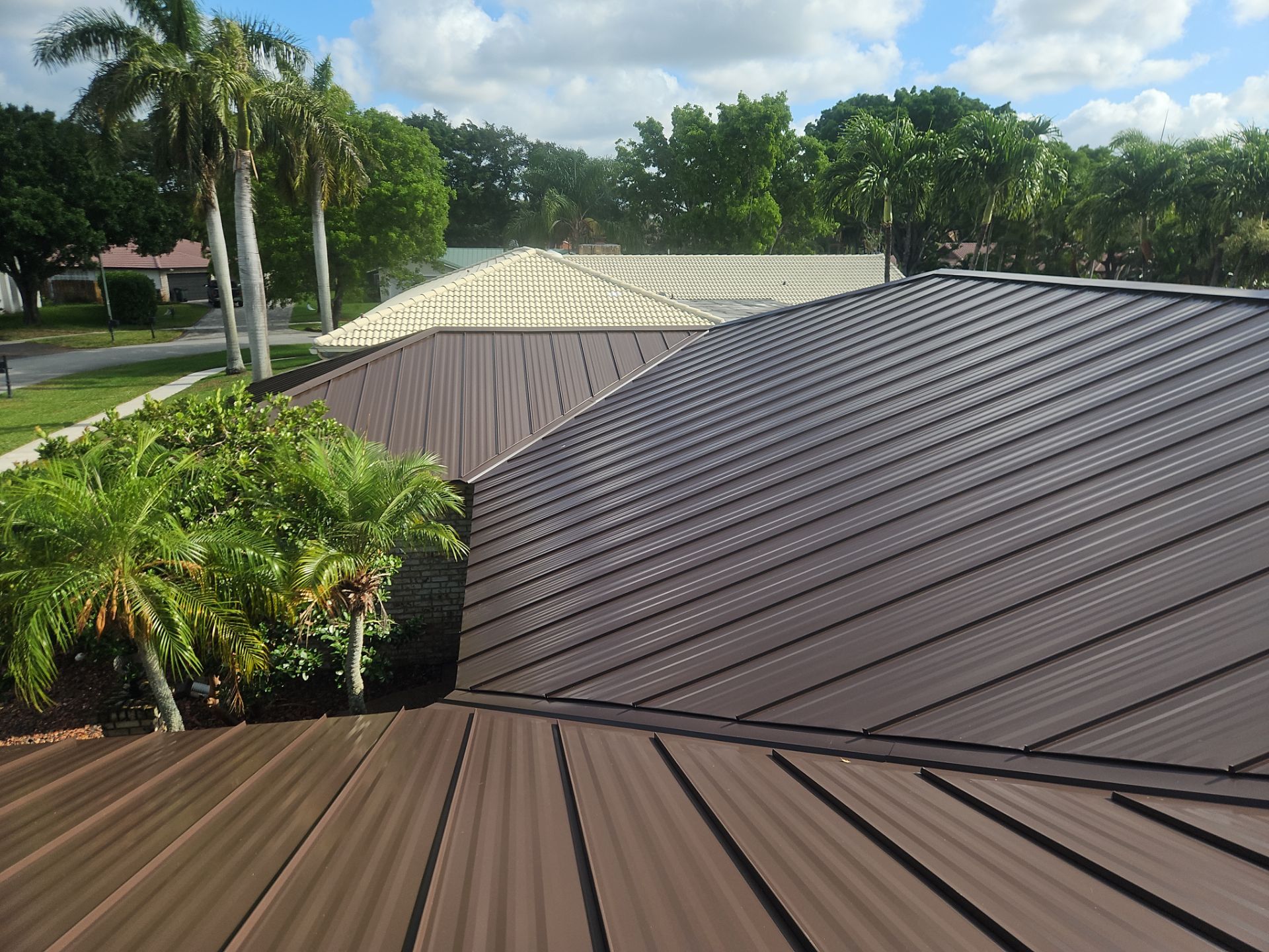 Residential Roofing Installation using 1" Nail strip metal roof by BLUES BROTHERS ROOFING
