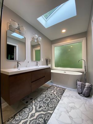 Luxury Bathroom Remodel with Marble Tiles in Kennesaw