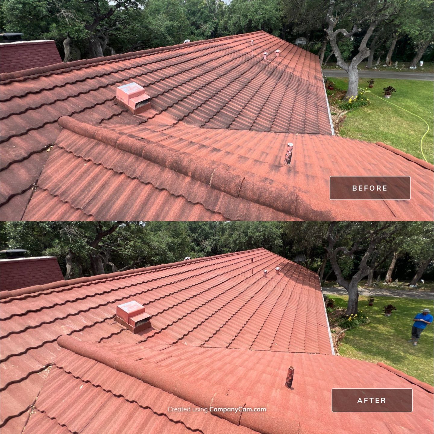 Metal / Tile Roof Wash Project in Boerne by Bright Choice