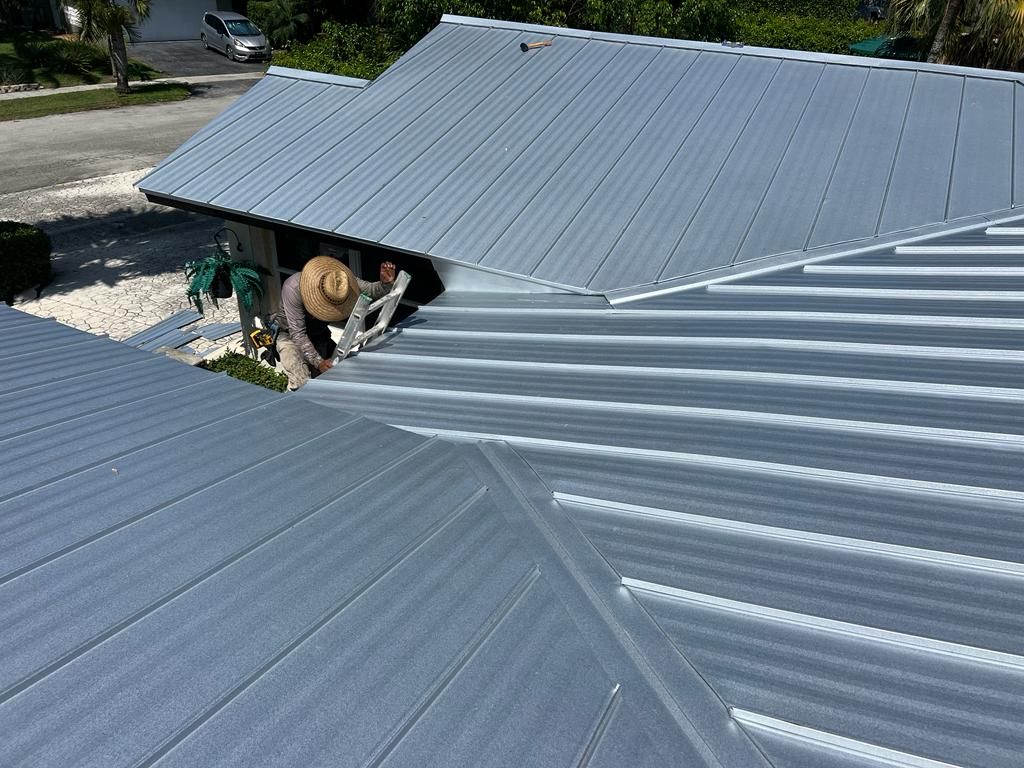 Residential Roofing Installation using 1" Nail strip metal roof by BLUES BROTHERS ROOFING