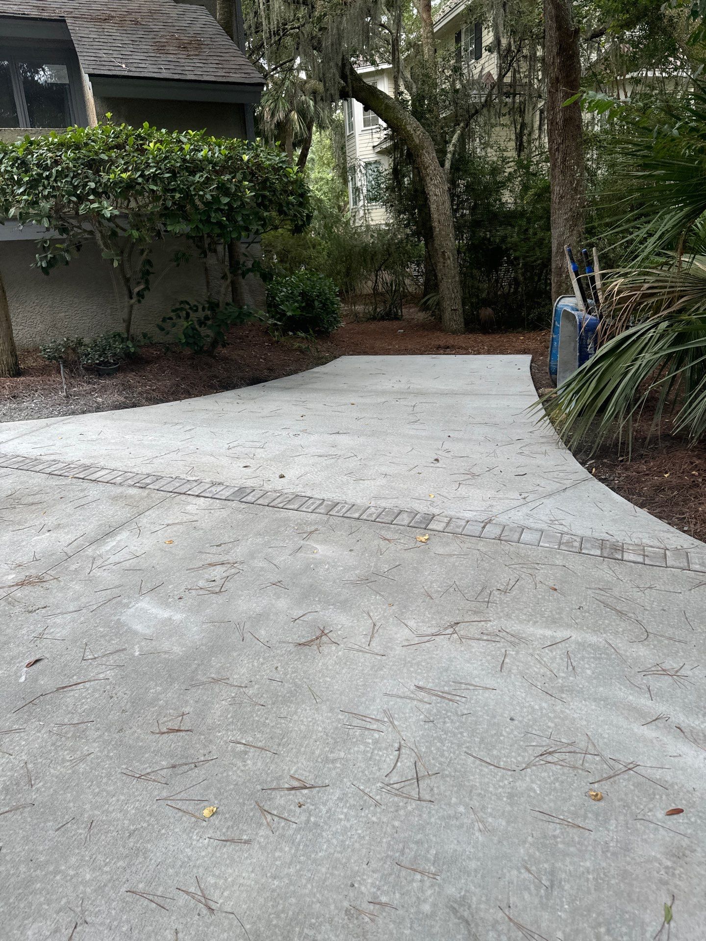 Hilton Head Island Concrete Driveway Replacement with Decorative Paver Borders by Lowcountry Scapes, LLC