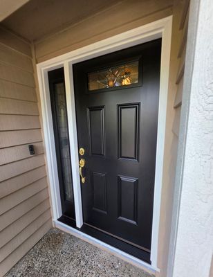 Modern Black Entry Door and Sidelight Installation in Bothell