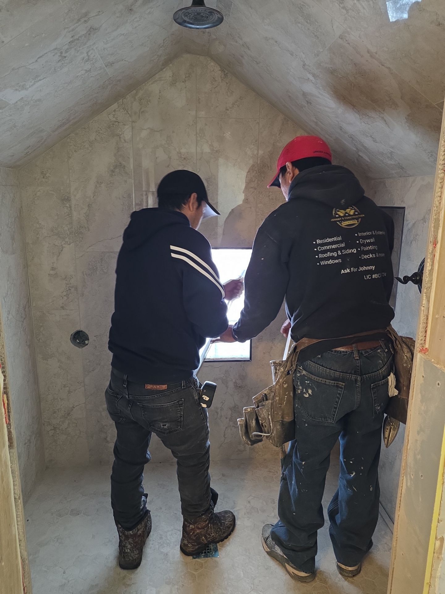 Shower Remodel & Ceiling Restoration – Correcting Water Damage and Rebuilding Right by Johnny Five Construction 