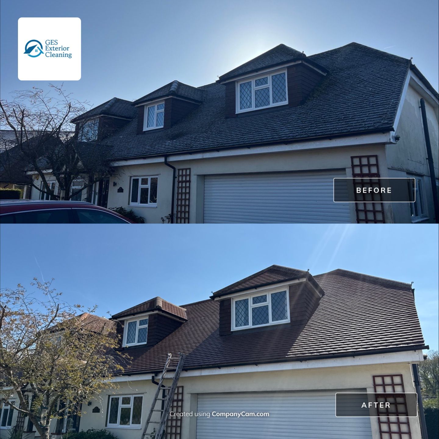 Roof Clean  - Moss Removal - Gutter Clean using Honda 15lpm Low Pressure Washing Machine by Ges Exterior Cleaning ltd