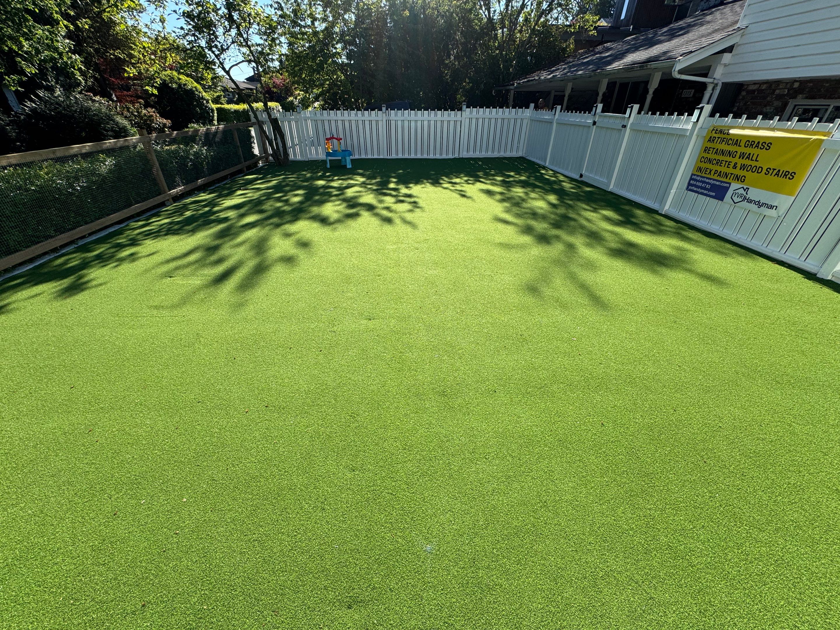 Artificial Grass and Custom Fence For KidiKare Daycare by YVR Construction Group