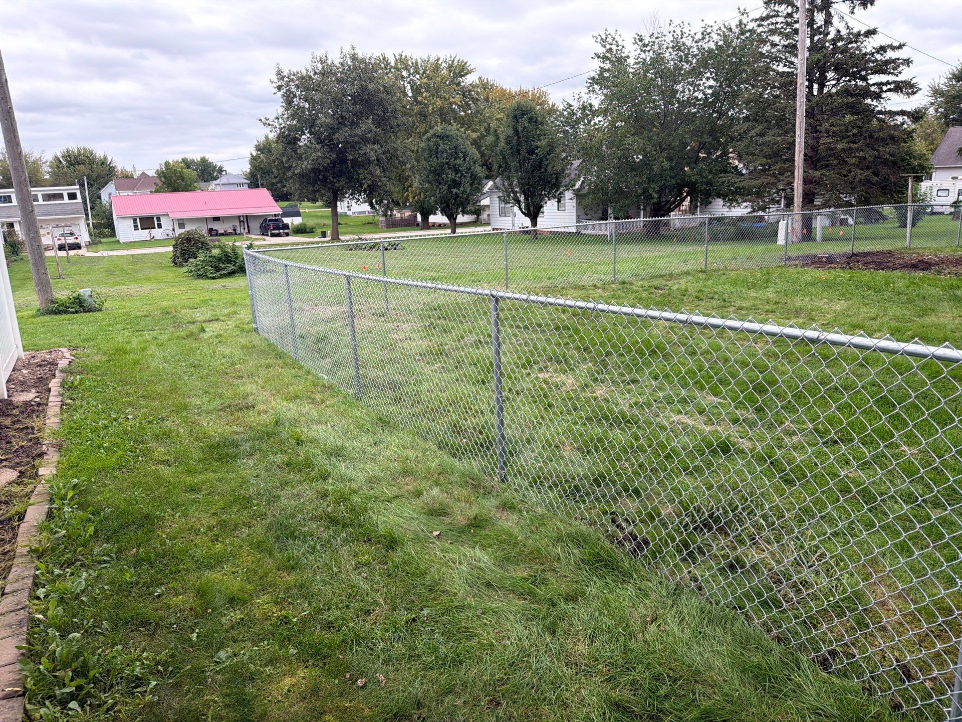 Tripoli Residential Galvanized Chain Link Fence with Double Gates by Perfect Picket Fence and Stain
