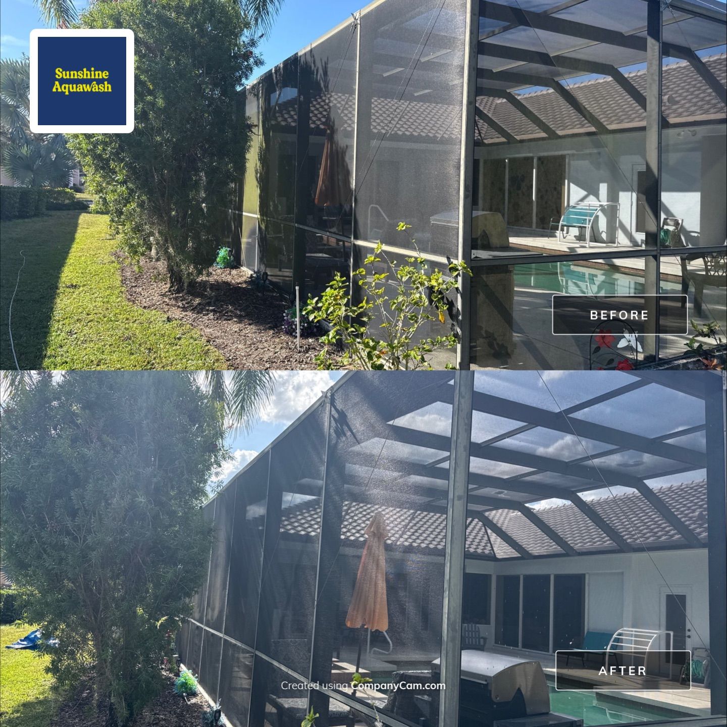 Painted Pool Deck, Lanai & Pool Cage Cleaning in River Club South – Bradenton, FL by Sunshine AquaWash
