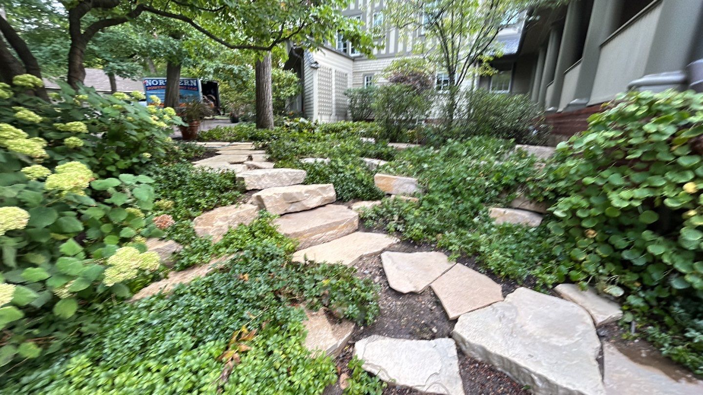 natural stone using Algaecide, soft wash soap by Northern Power Washing LLC.