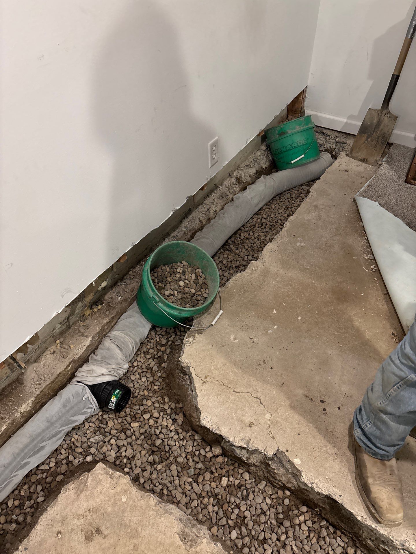 Drain tile & a sump pump for Ruth by Waterproofing Northeast