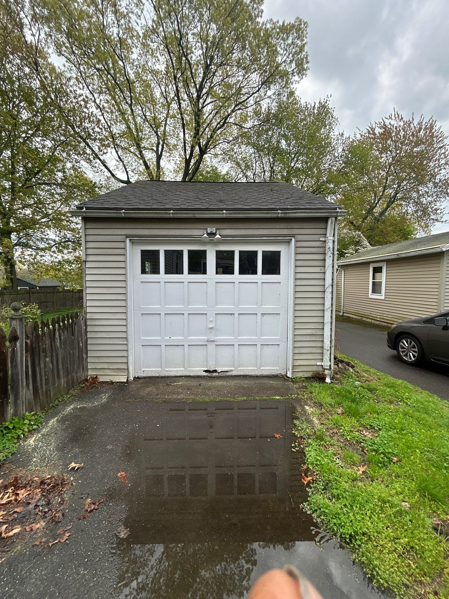 Garage Door Upgrade with Decorative Window Inserts by DiGiorgi Roofing and Siding Inc