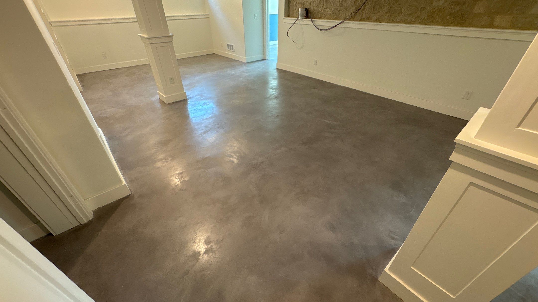 Basement Floor Overlay - Lawrence, KS by Big Red Decorative Concrete, LLC