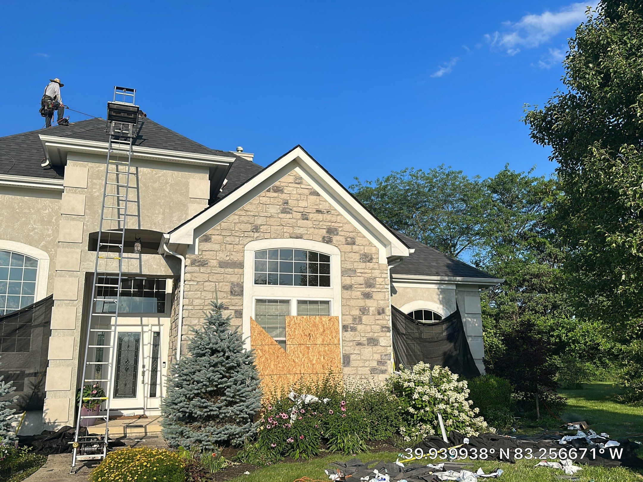 Residential Roofing Installation using Atlas Pinnacle Black Shingles by 614 Exteriors