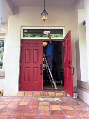 Red Double Entry Door and Transom Window Installation in Golden Beach