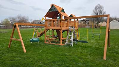 playset installation using Pre made