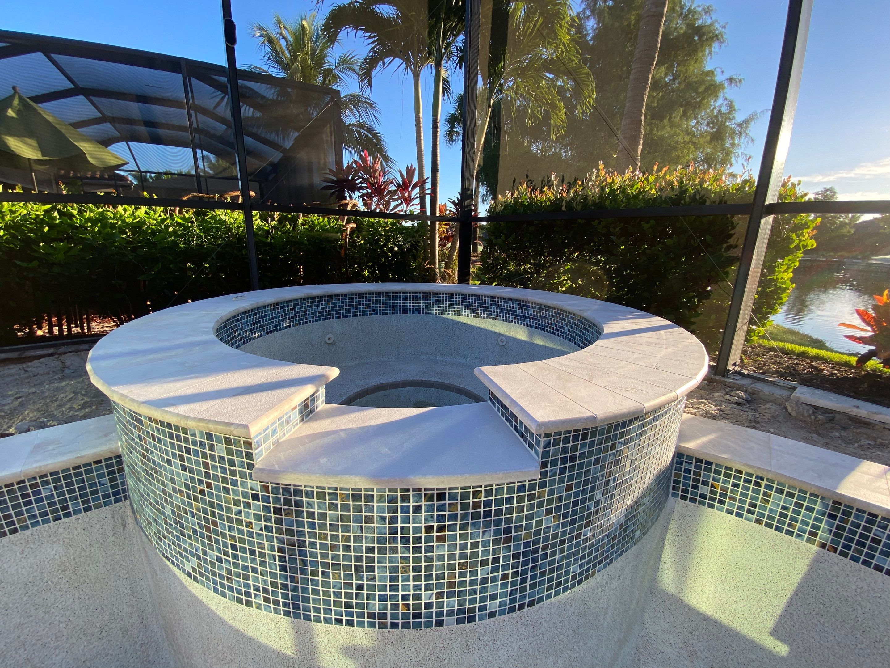 Textured Marble Pool Deck - Bonita National Golf & Country Club by Old Town Pavers Llc