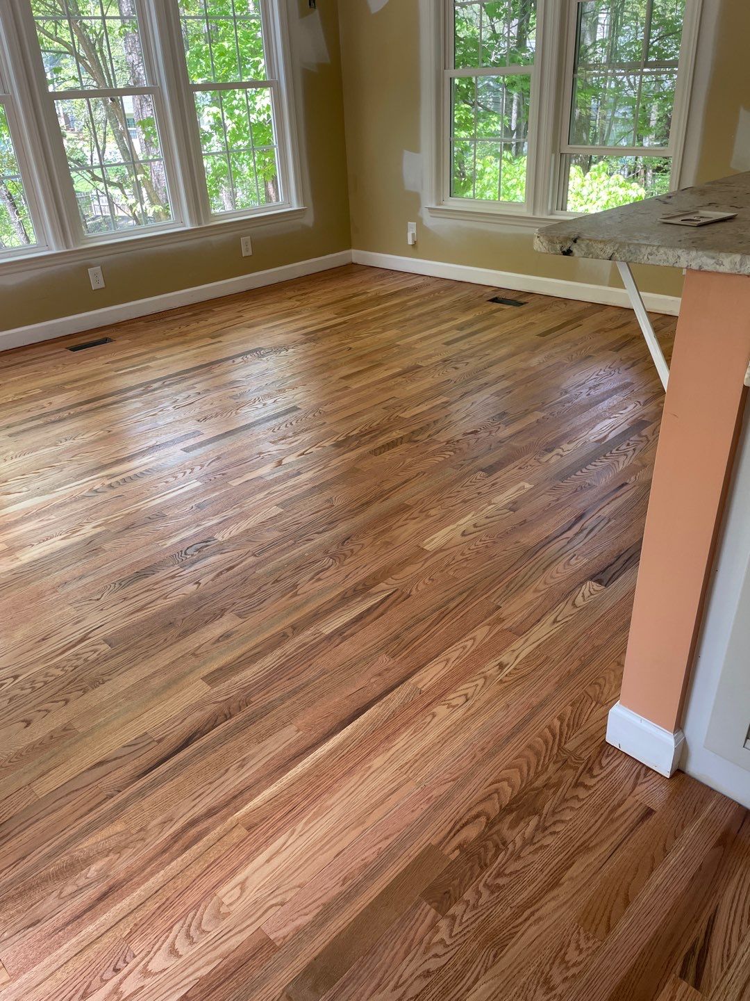 Red oak floor refinishing by Accent Custom Floors