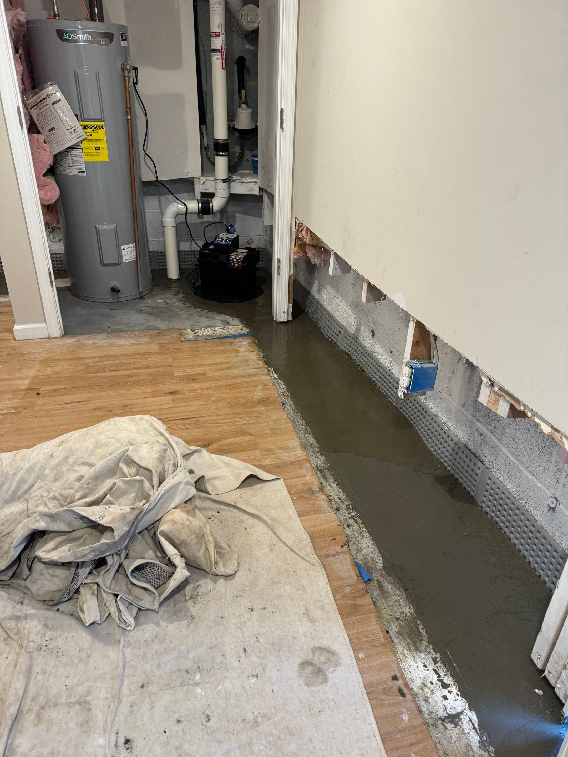 Interior French Drain & Wall Vapor Barrier Boonton NJ by Pure Service Pro, LLC 