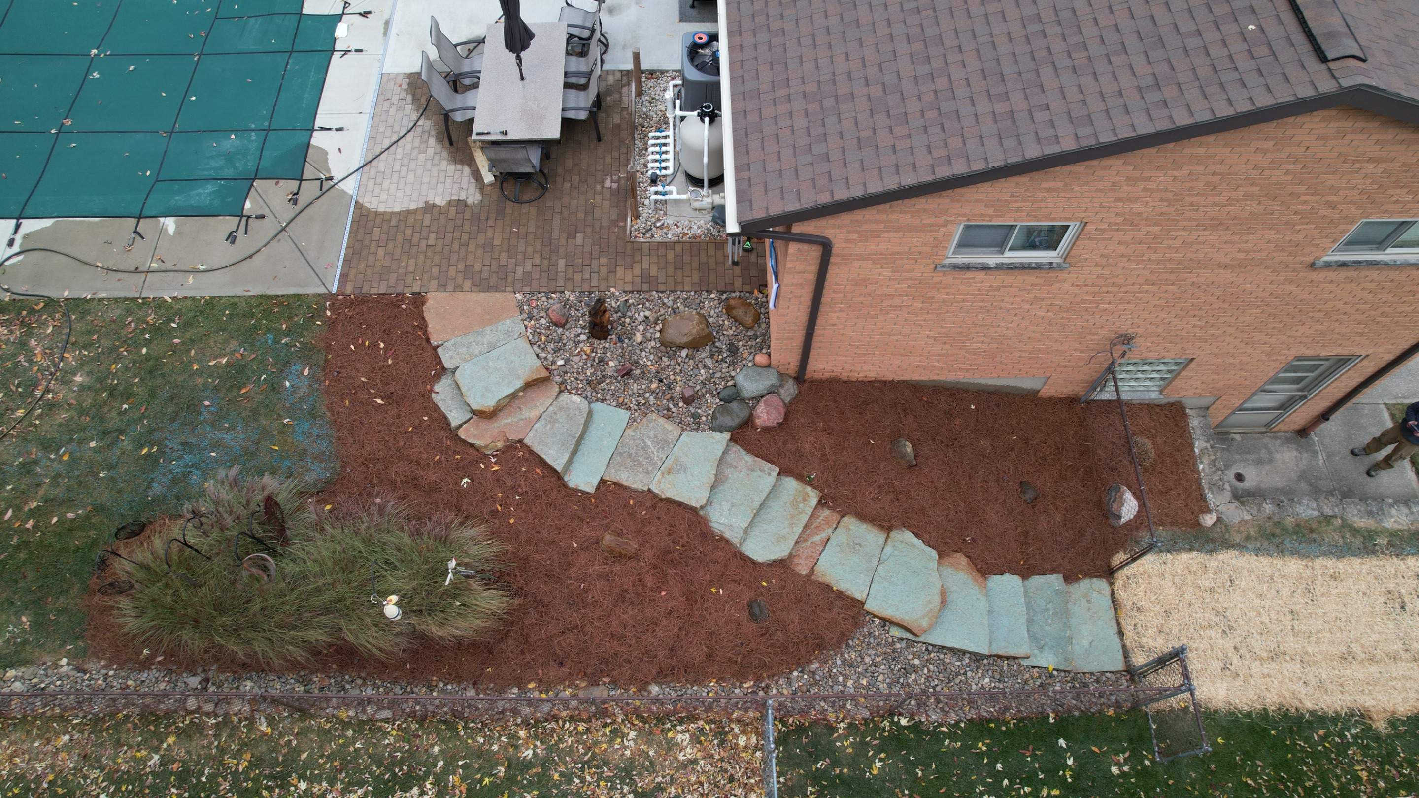 Rustic Buff Tread Stairway Installation by Reisenberg’s Lawn & Landscape, LLC