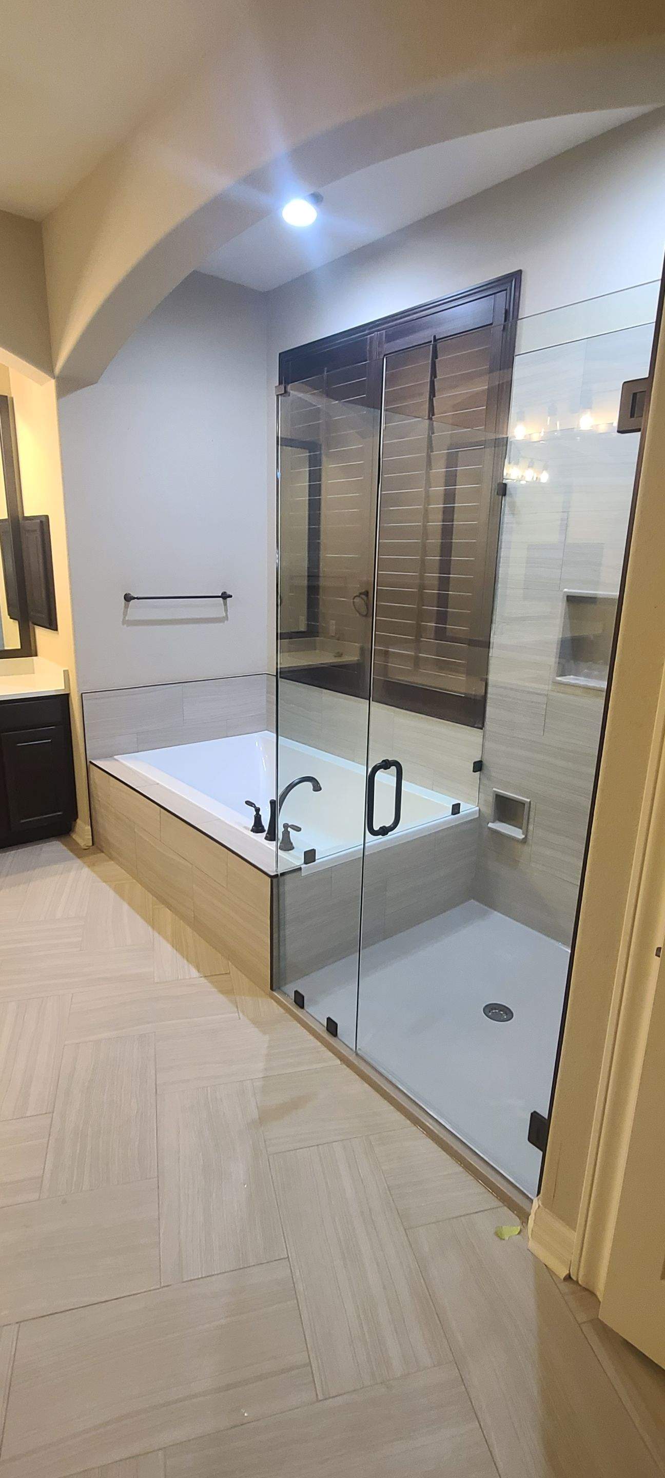 Warm Modern Bathroom Remodel in Stonewall Estates by Legacy Bath and Kitchen 