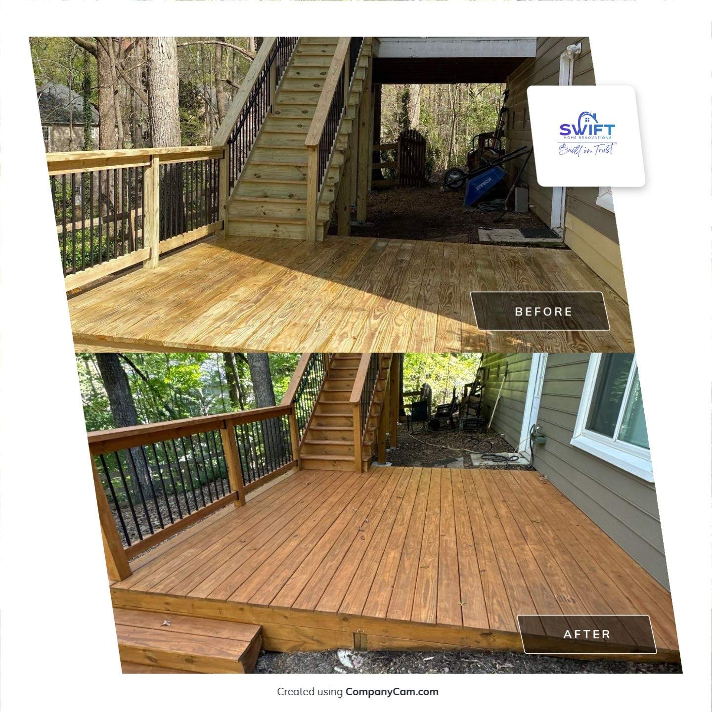 Multi-Level Deck Construction and Wood Staining in Kennesaw by Swift Home Renovations 