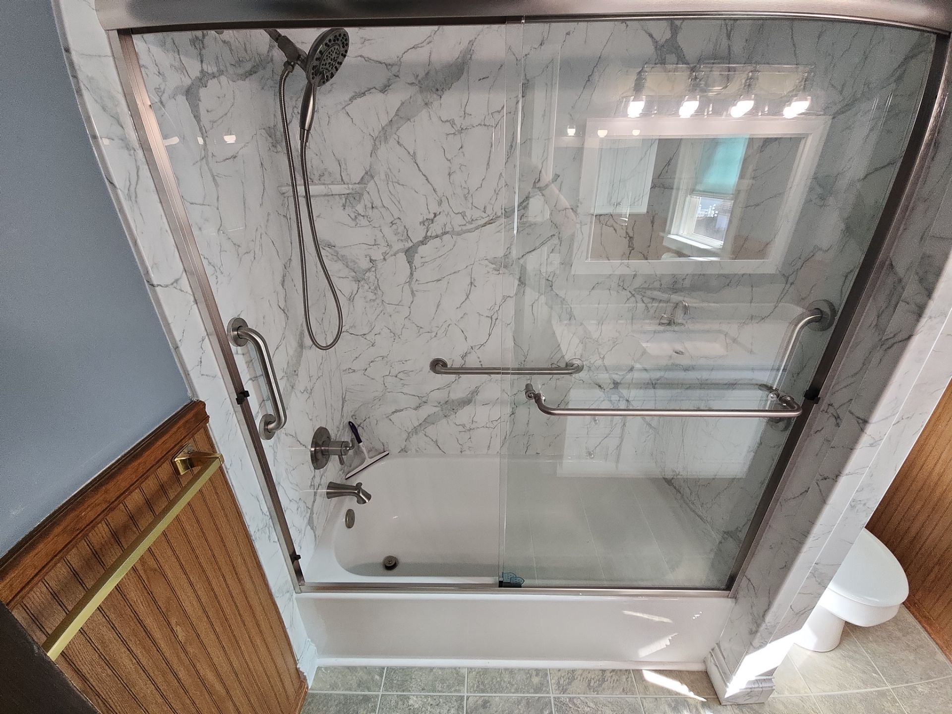 Phase II: Santorini White with Brushed Nickel by Rome Bath Remodeling