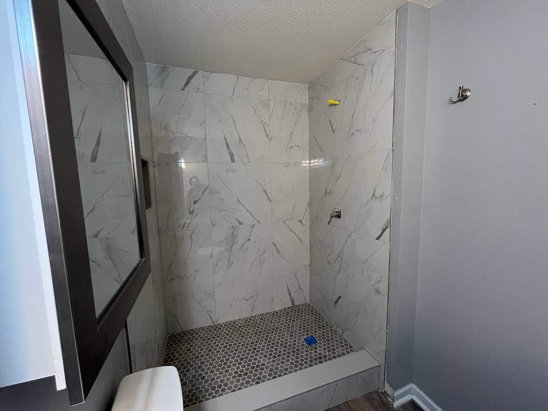 Converting Fiberglass Shower/Tub into Walk in Shower by Thompson Industrial