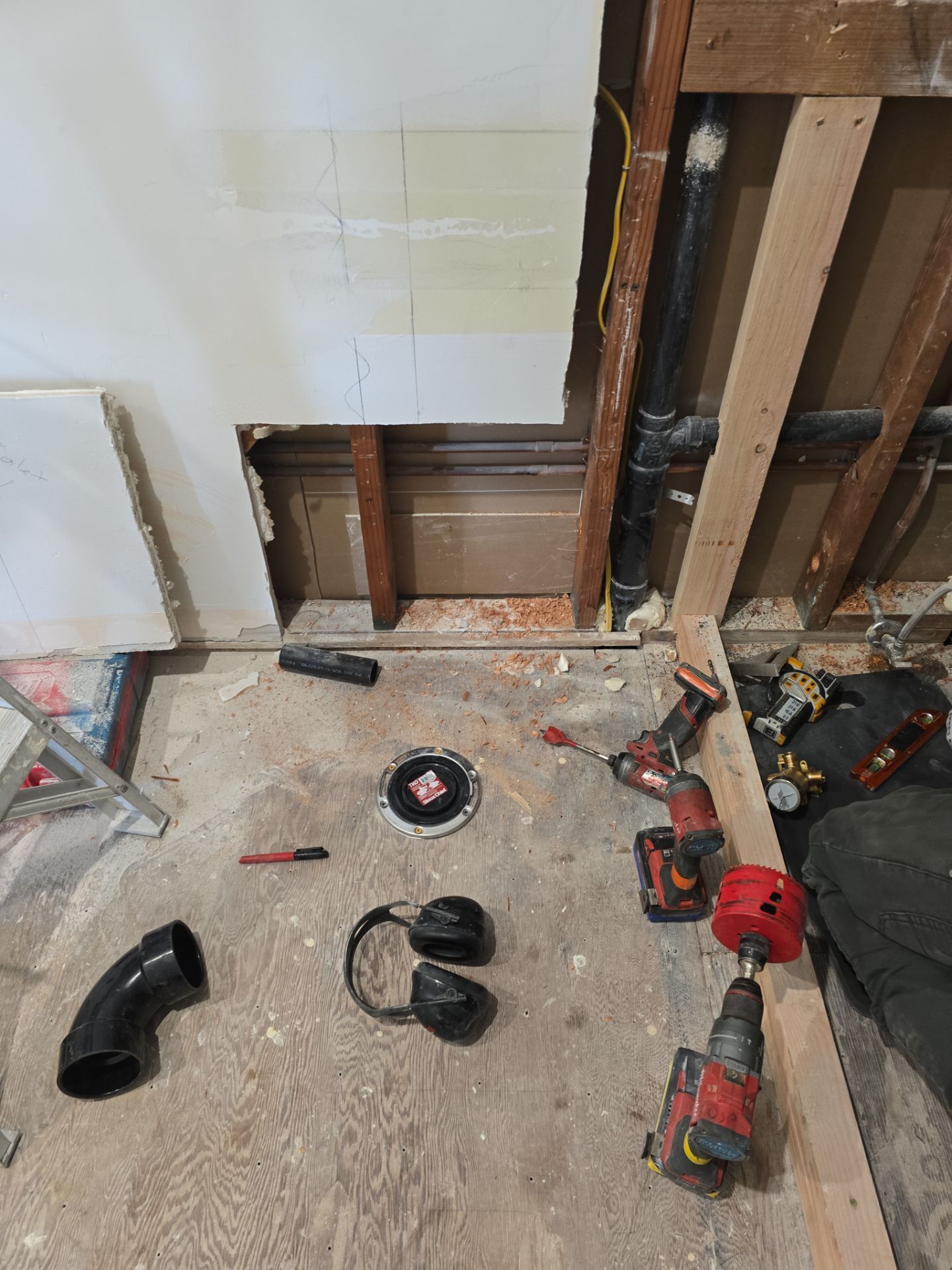 Installation of New Tall Black Piping (Wall to Ceiling) & Underground Piping by Us Plumbing