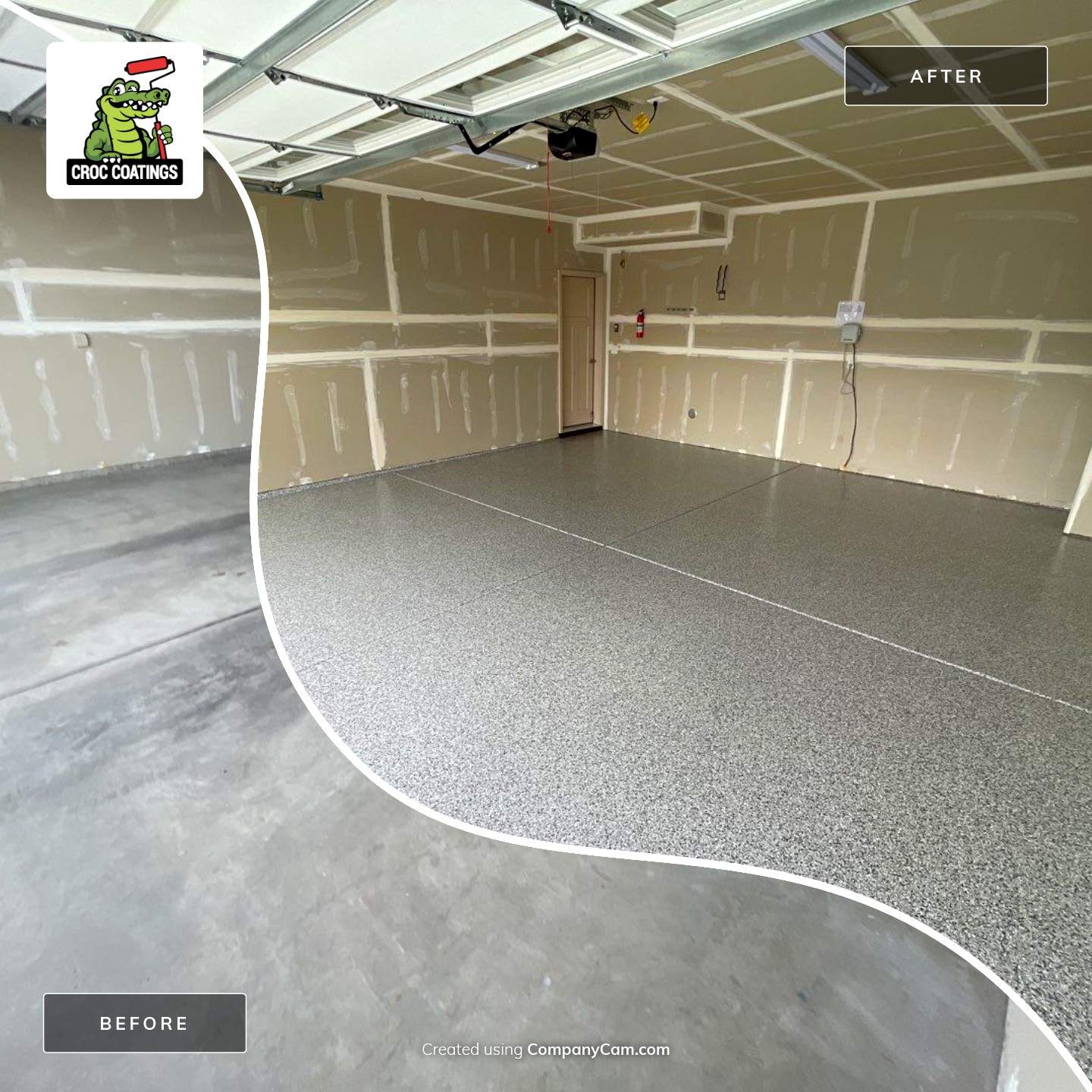 Garage Transformation using Slate Stone by Croc Coatings, LLC