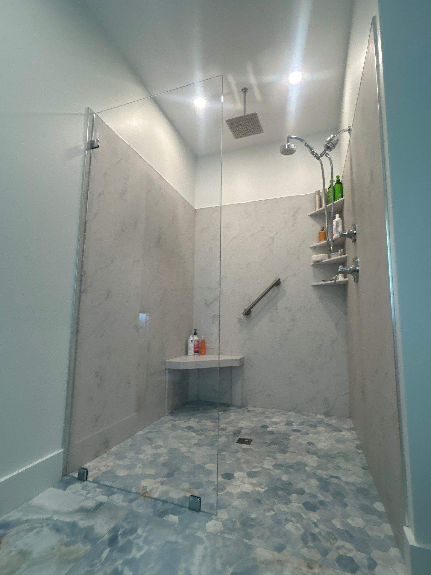 Frameless Showers and Custom Bathroom Mirror by Cheshire Glass Company