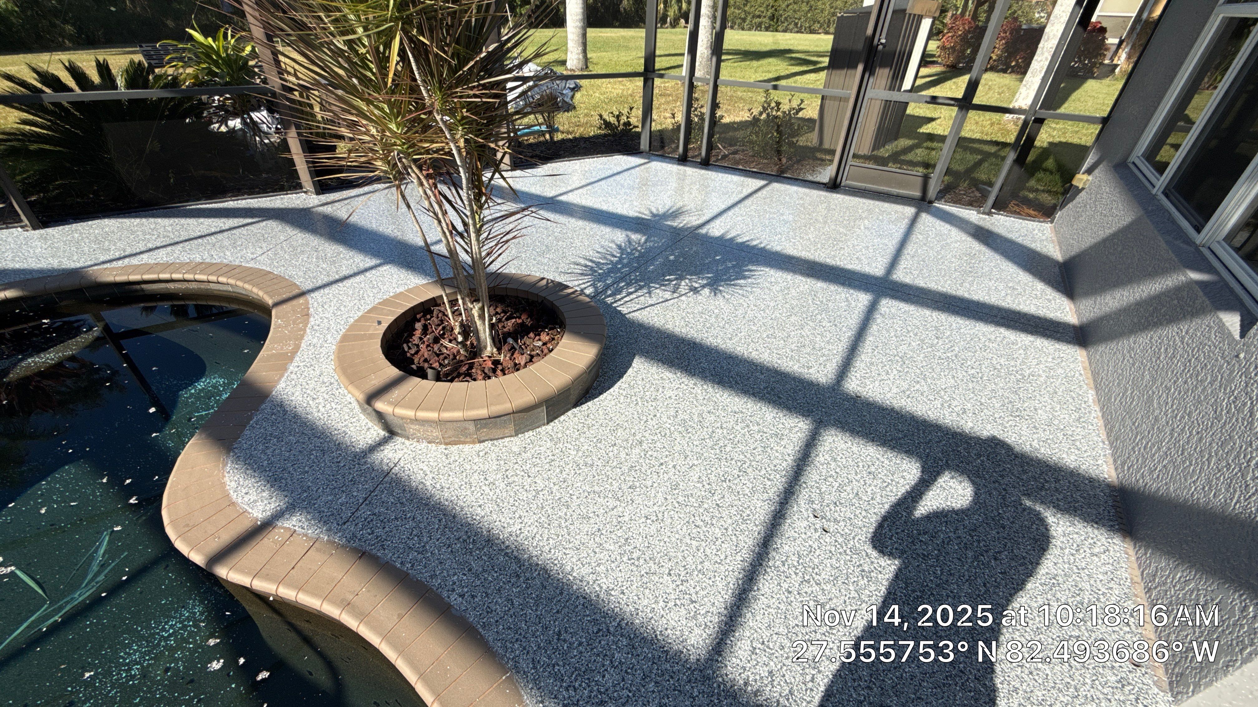 Total Pool Deck Transformation: 'Gravel' Flake System for Safety & Style by Performance Floors & Coating