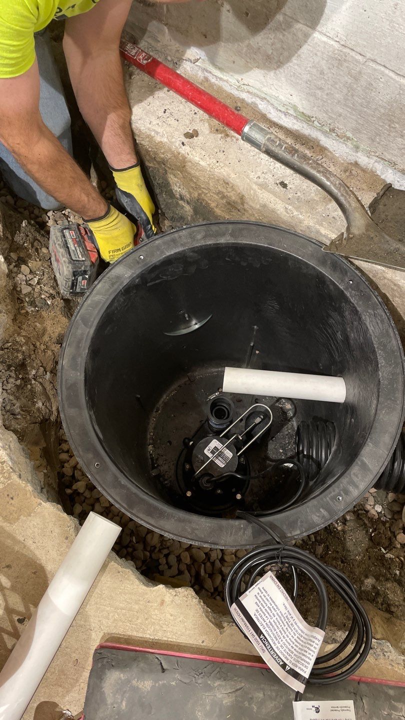Drain tile & a sump pump for Ruth by Waterproofing Northeast
