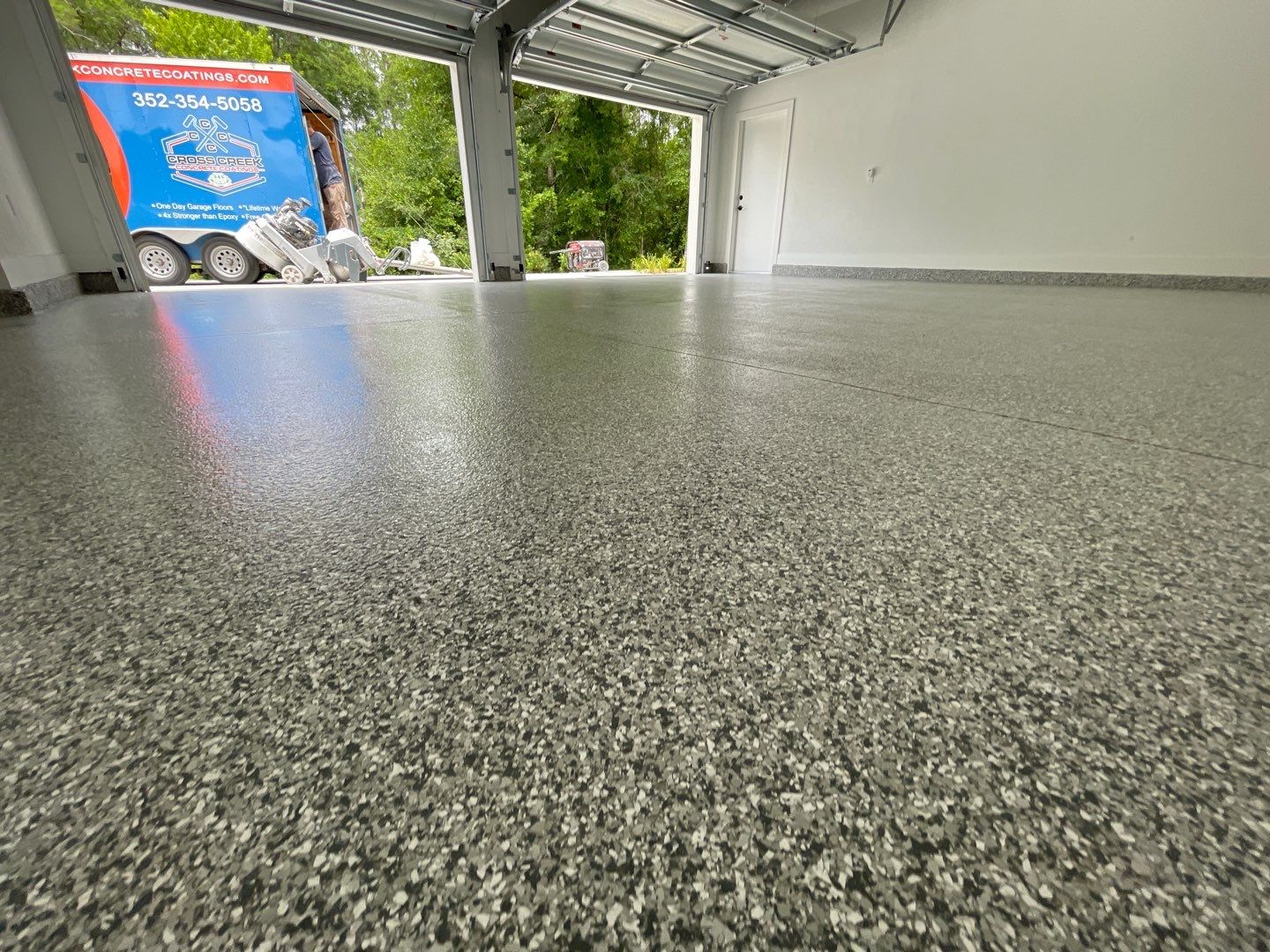 Garage Project in Archer, FL in Slate Stone by Cross Creek Concrete Coatings