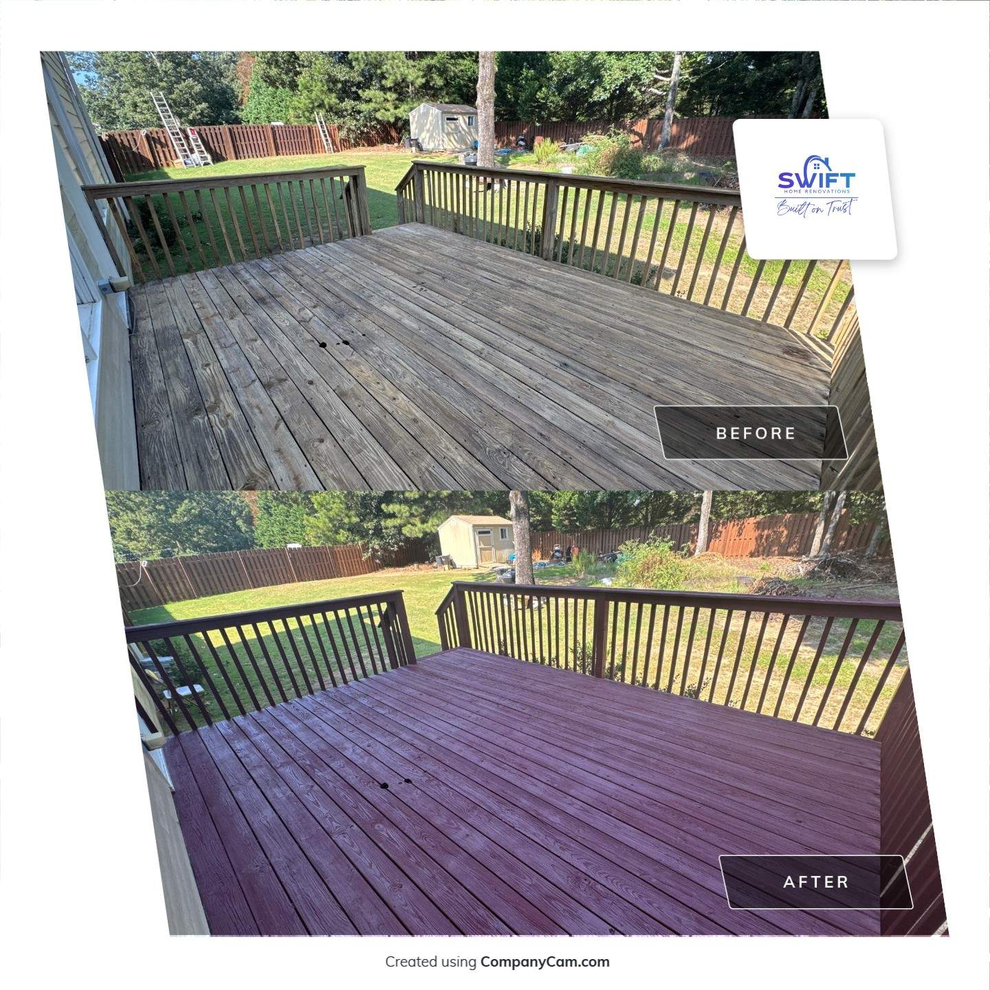 Complete Exterior House Painting and Deck Staining in Lawrenceville by Swift Home Renovations