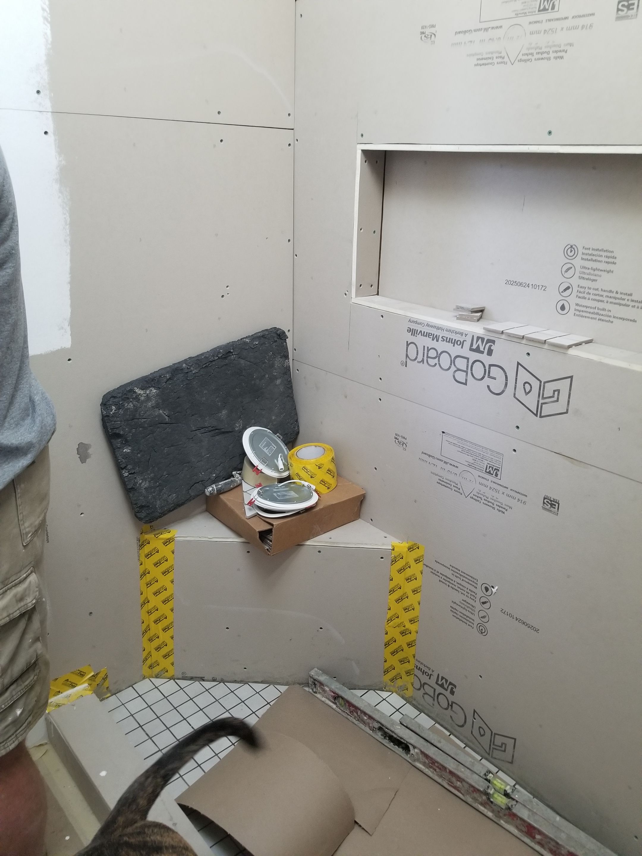 Remodel full bathroom new tile walk in shower plus 2nd half bath Powder room in Livonia, MI by Northwest Construction
