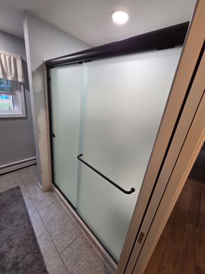Shower using Acid Etched (Frosted) Tempered Shower Glass