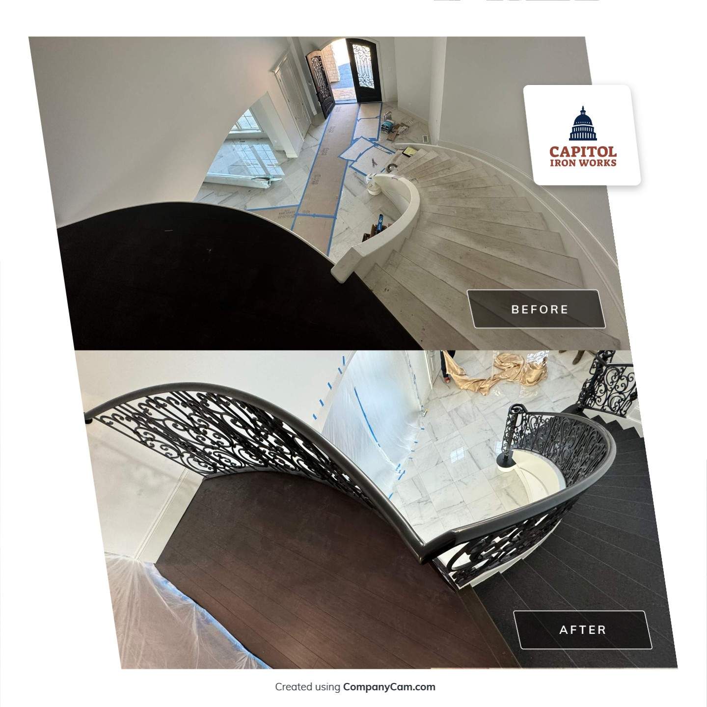 Ornamental Interior Curved Railings – Custom Rossi Series Design – Winchester, VA by Capitol Iron Works