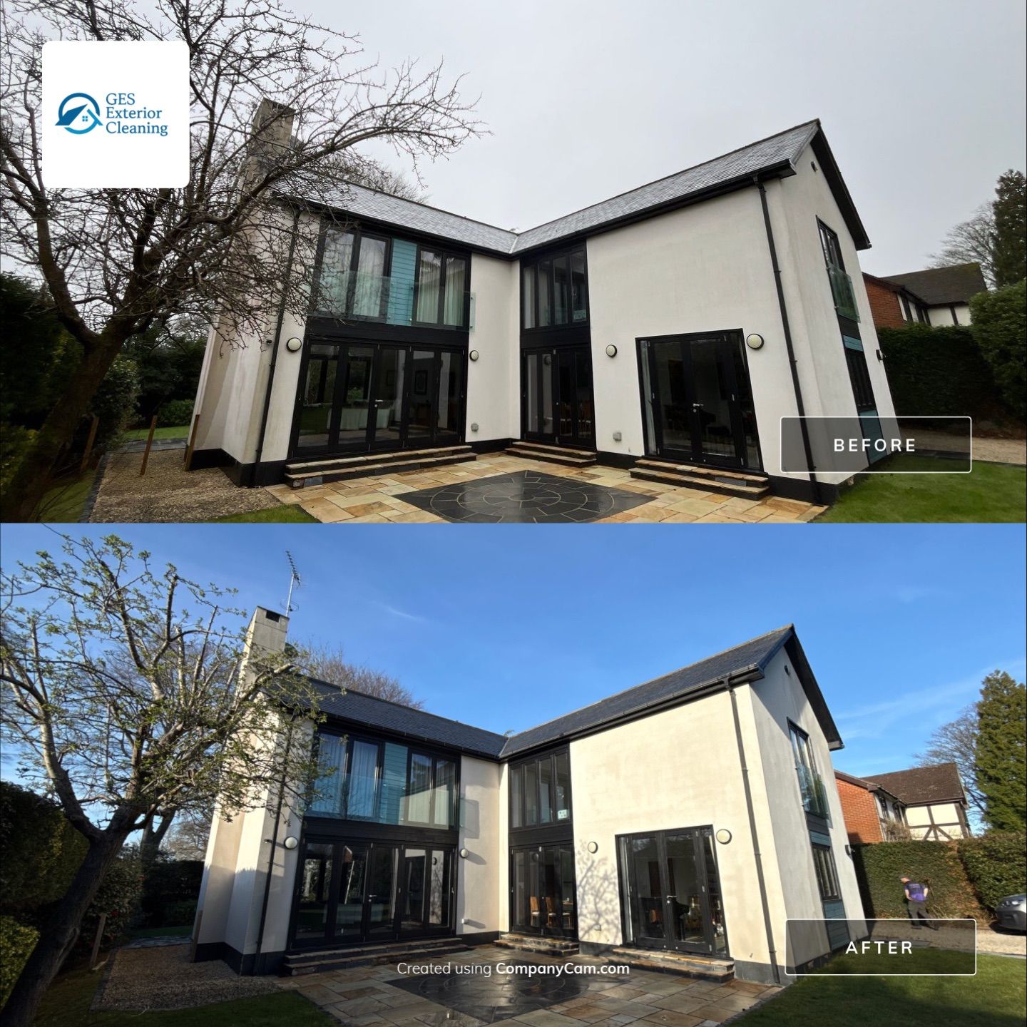 Render and Roof clean using Softwash Equipment by Ges Exterior Cleaning ltd