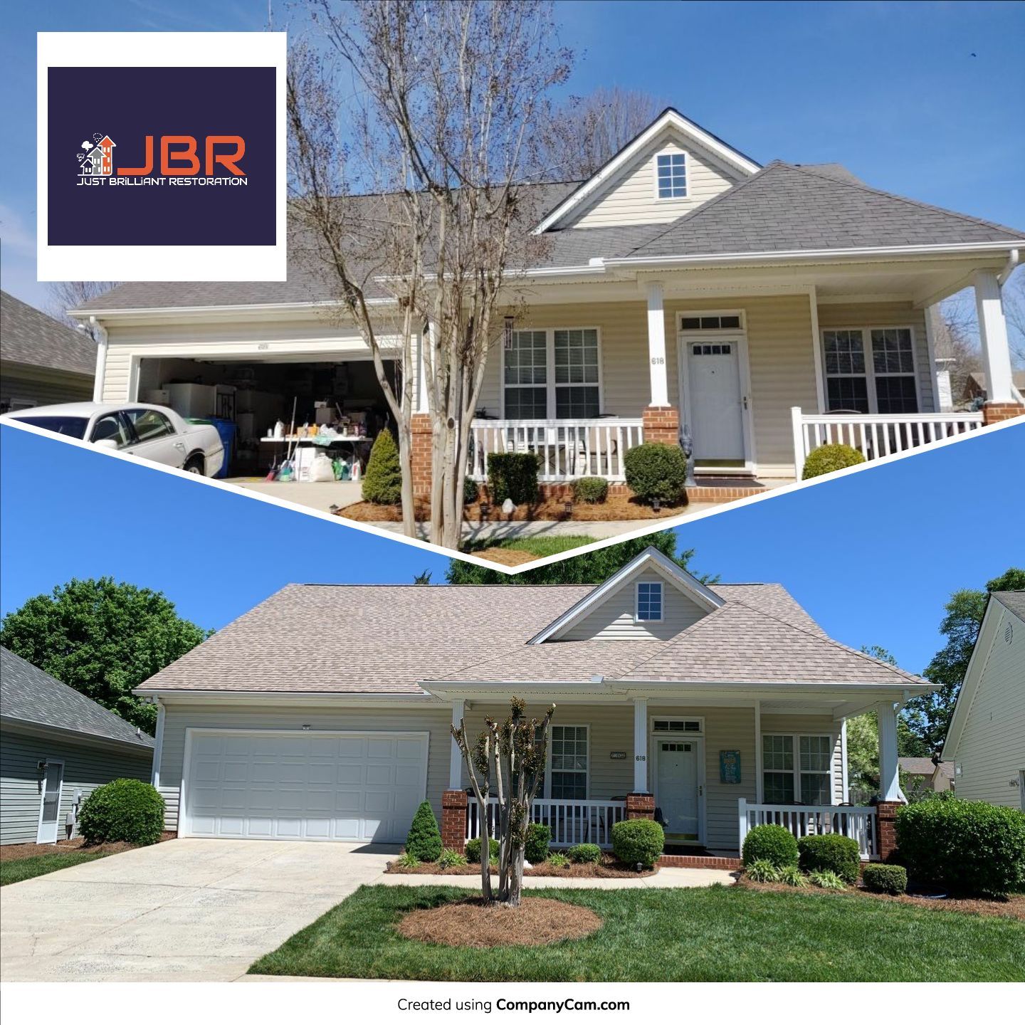 Roof replacement by wind damage by Just Brilliant Restoration JBR