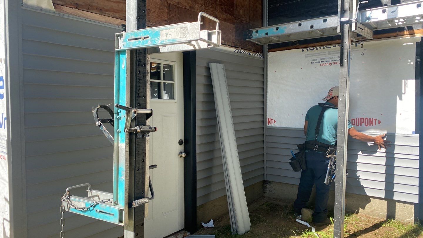 Siding Installation using Certainteed monogram charcoal gray Owens Corning Onyx Black by A Plus Exterior