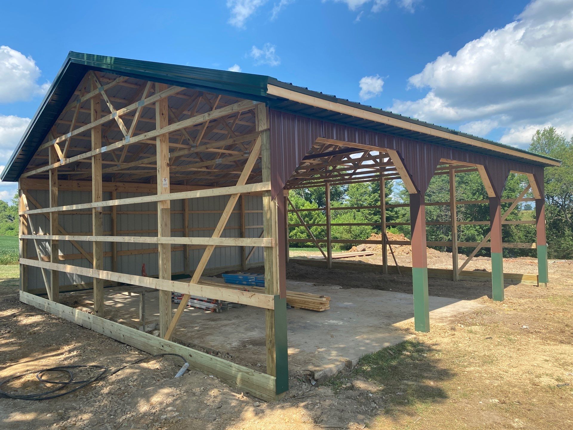 Multi-Bay Custom Pole Barn Construction in Arlington, Indiana by The Barn Builders 