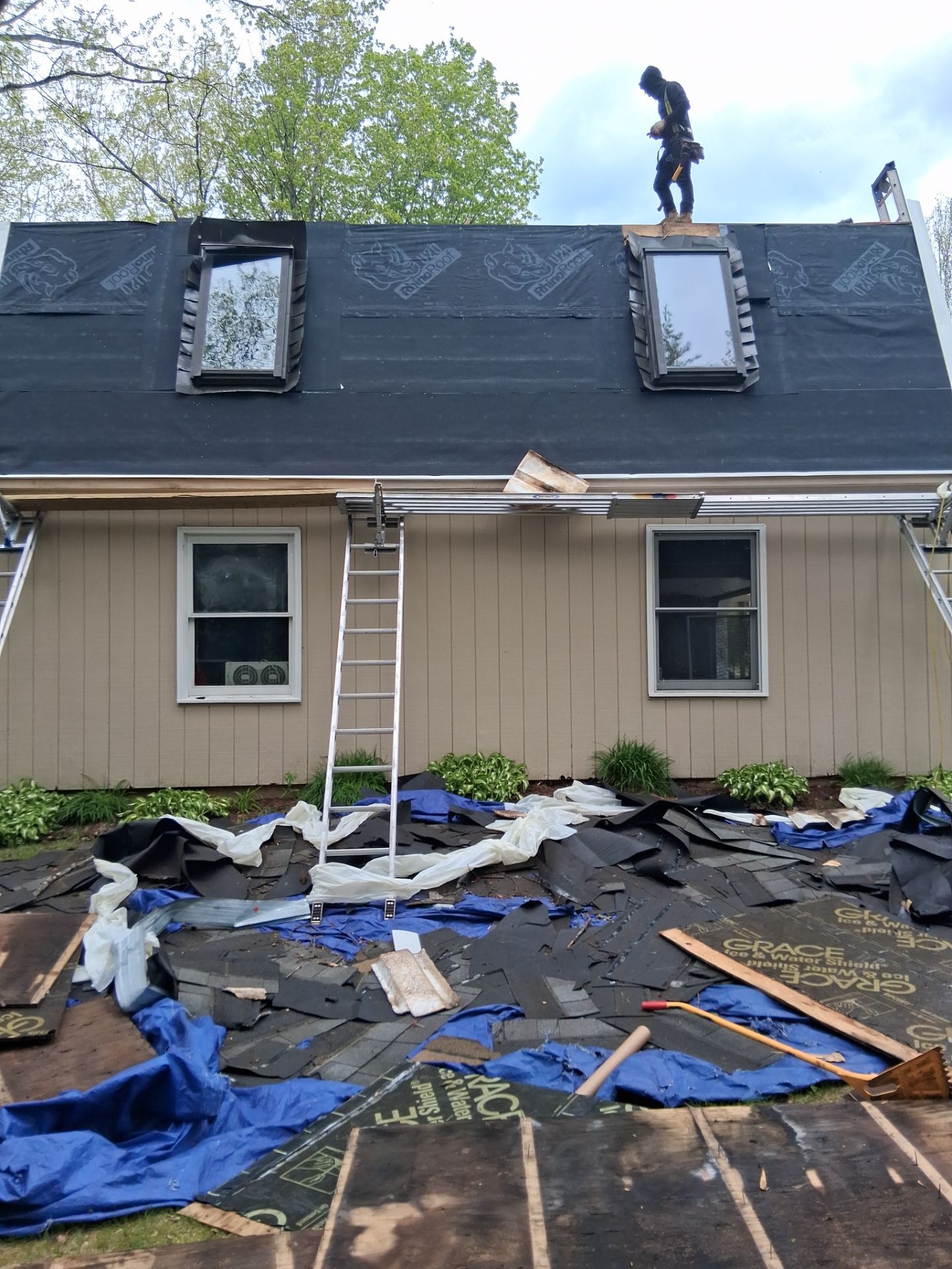 Asphalt Shingle Roof Replacement and Skylight Installation in Newport, NH by Tall pine roofing