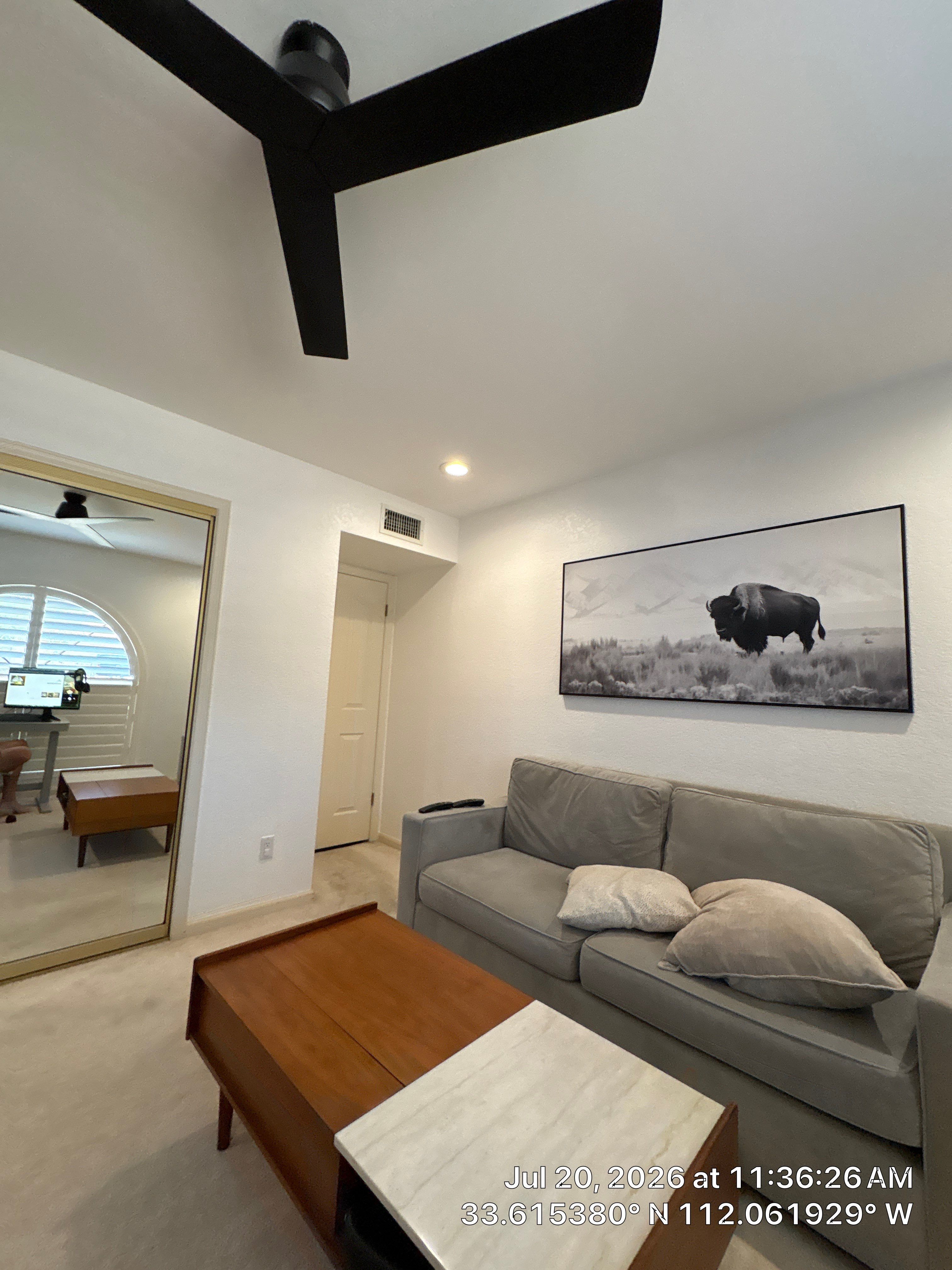 Arched Window Shutter Installation and Modern Home Office Setup in Phoenix by CompanyCam Sales Demo