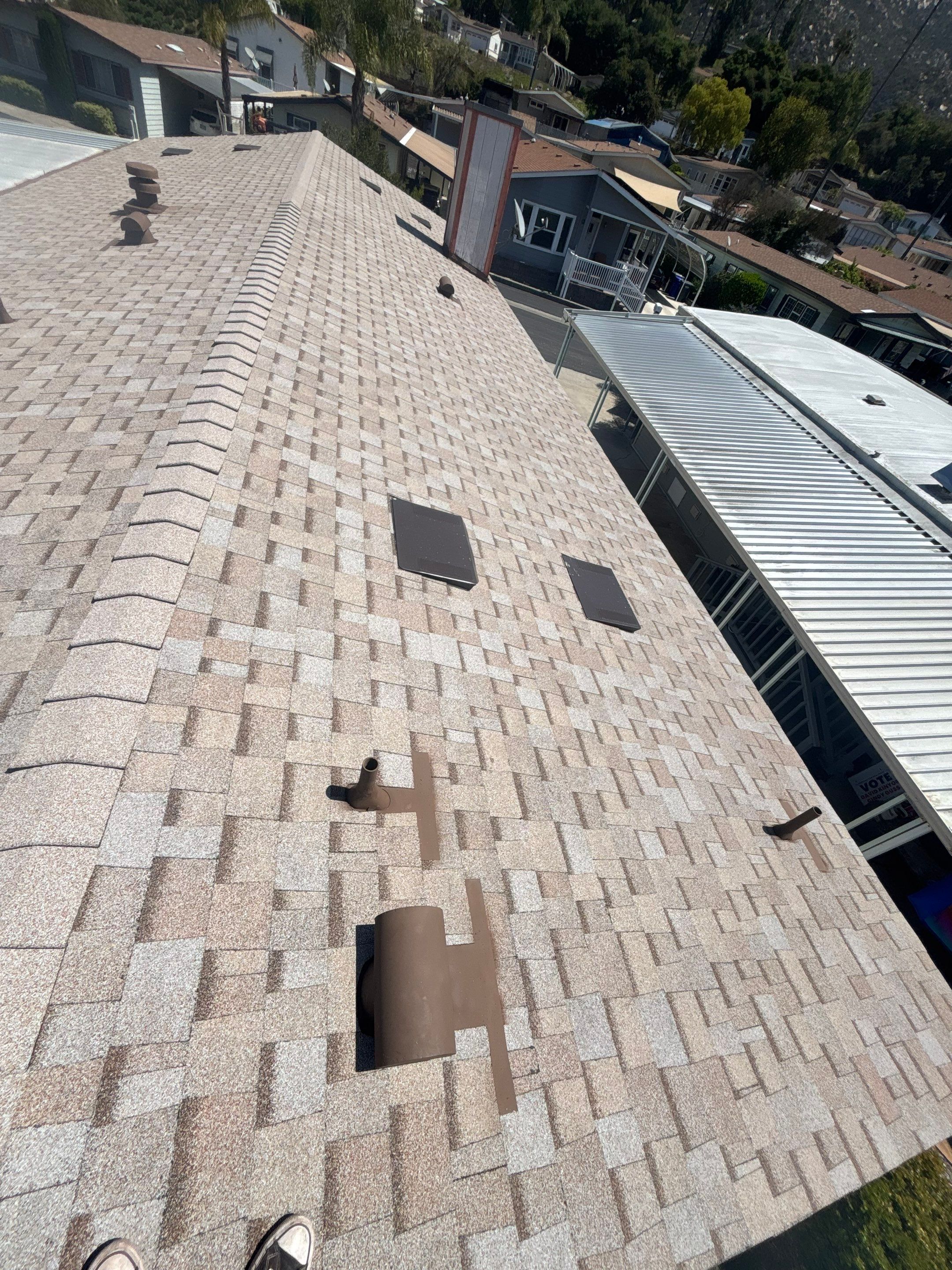 Escondido Mobile Home Shingle Roof Replacement with Owens Corning Duration Cool Amber by Zenith Roofing Services