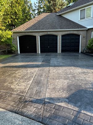 Multi-color Stamped & Sealed Concrete Driveway Renovation | Mukilteo