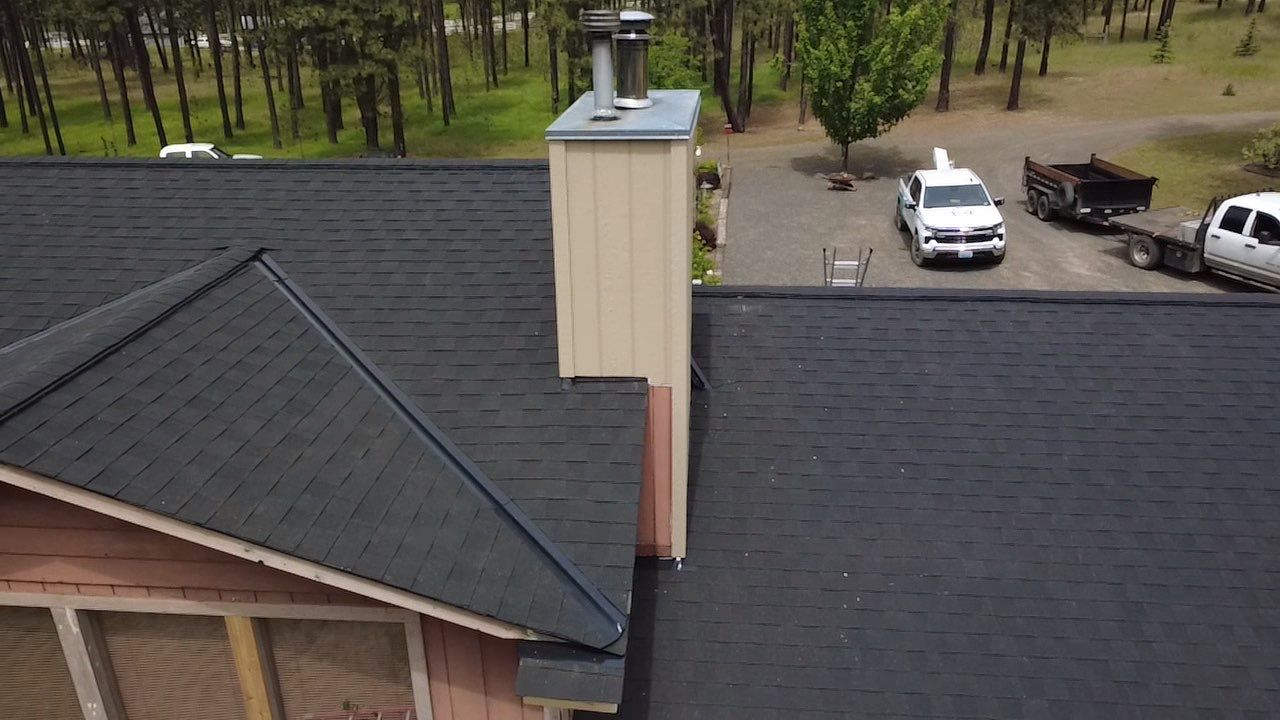 CertainTeed Landmark Pro Roof Replacement and Chimney Repair W Jacobs Rd Spokane, WA 99224  The Alpine Premium System - Certainteed Landmark® PRO Shingle - Cinder Black by Alpine Roofing