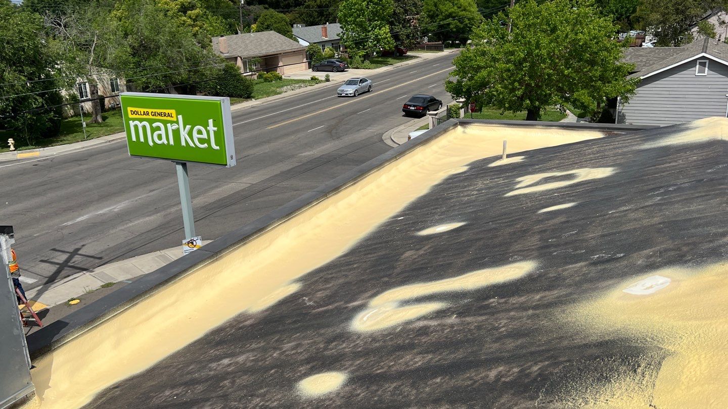 Foam Refurbish using Conklin Benchmark/PUMA XL coatings and spray foam by Straight Edge Roofing Inc